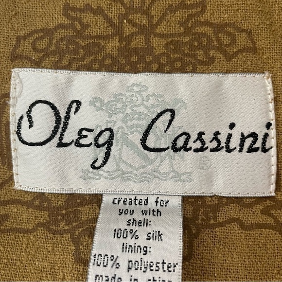 Oleg Cassini Vintage Open Front Jacket – 100% Silk, Gold Jeweled Front - Picture 9 of 13